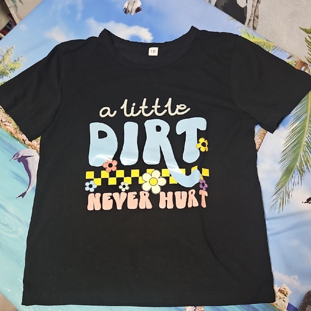 Black Kids T-Shirt with Colorful Print